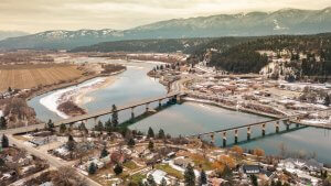 aerial view of Bonners Ferry, Idaho