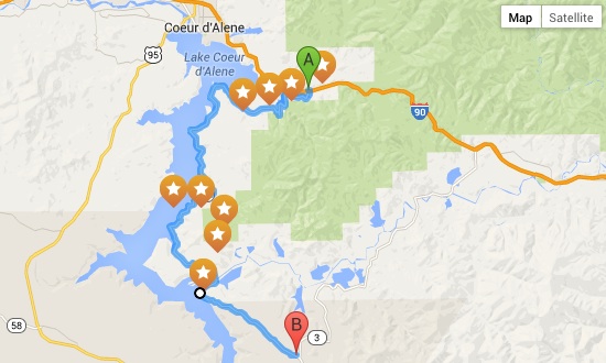 Lake Coeur d'Alene Scenic Byway Map