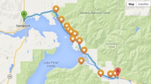 Pend Oreille Scenic Byway map